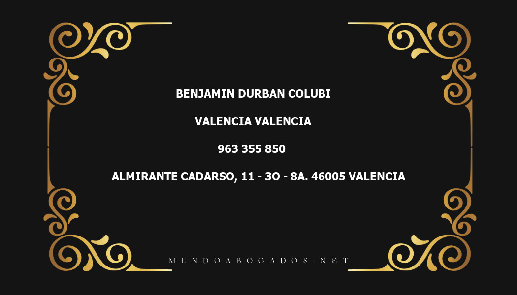 abogado Benjamin Durban Colubi en la localidad de Valencia