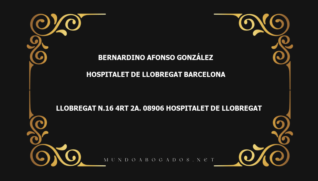 abogado Bernardino Afonso González en la localidad de Hospitalet de Llobregat