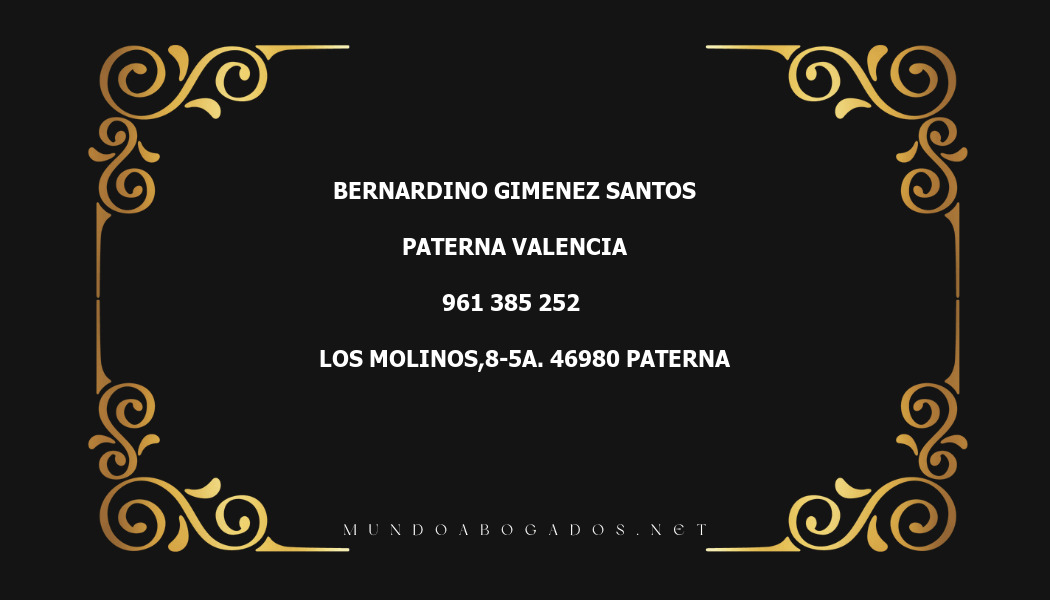 abogado Bernardino Gimenez Santos en la localidad de Paterna