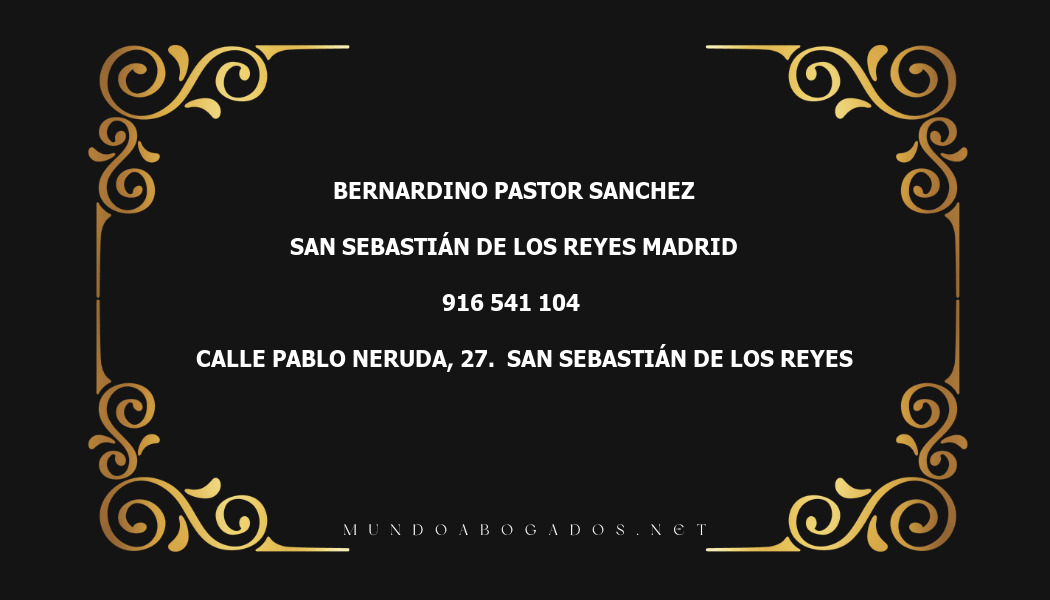 abogado Bernardino Pastor Sanchez en la localidad de San Sebastián de los Reyes