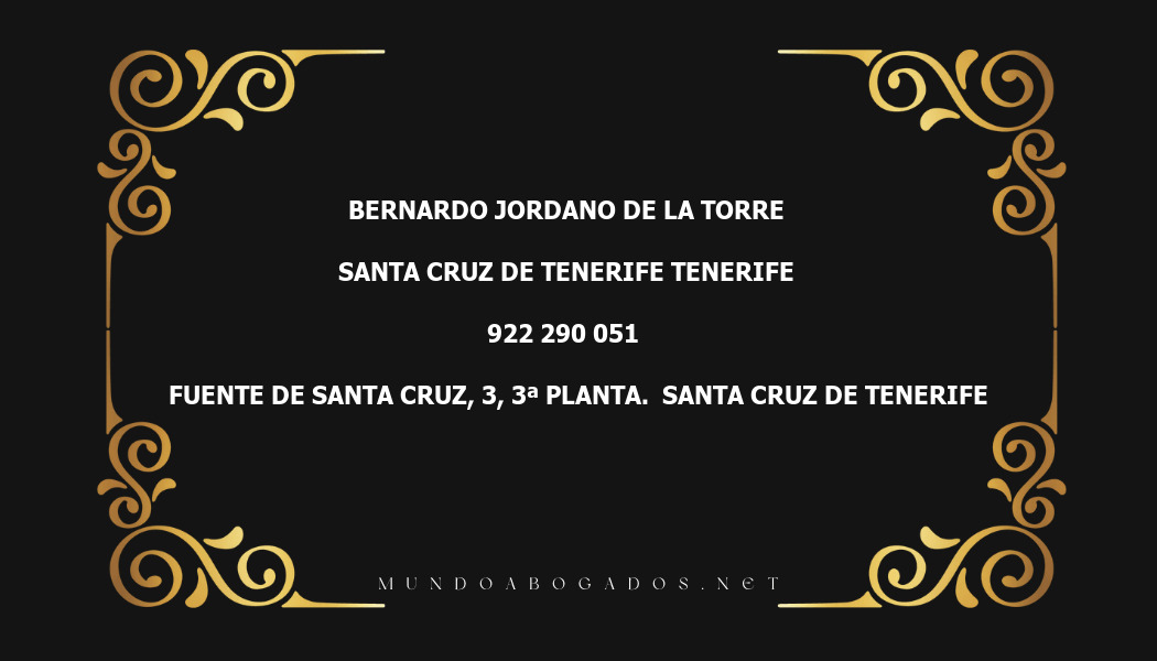 abogado Bernardo Jordano De La Torre en la localidad de Santa Cruz de Tenerife