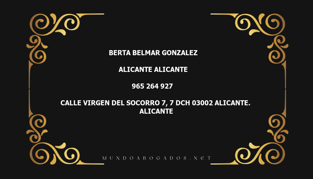 abogado Berta Belmar Gonzalez en la localidad de Alicante