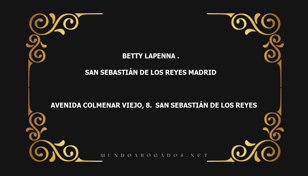 abogado Betty Lapenna . en la localidad de San Sebastián de los Reyes