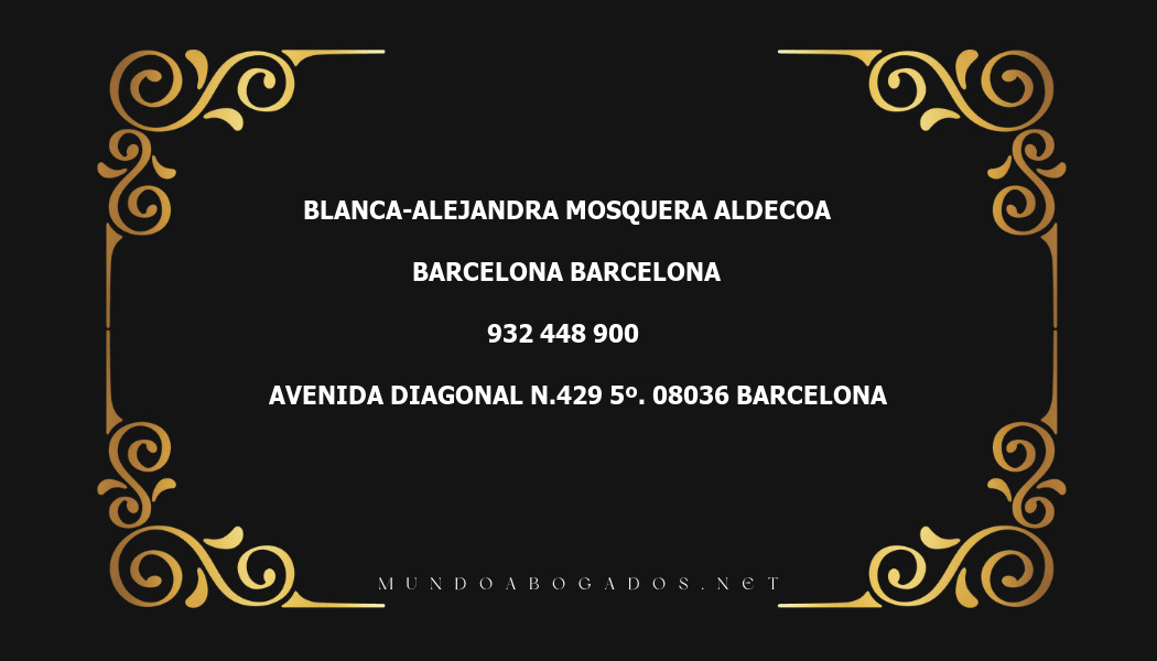 abogado Blanca-Alejandra Mosquera Aldecoa en la localidad de Barcelona