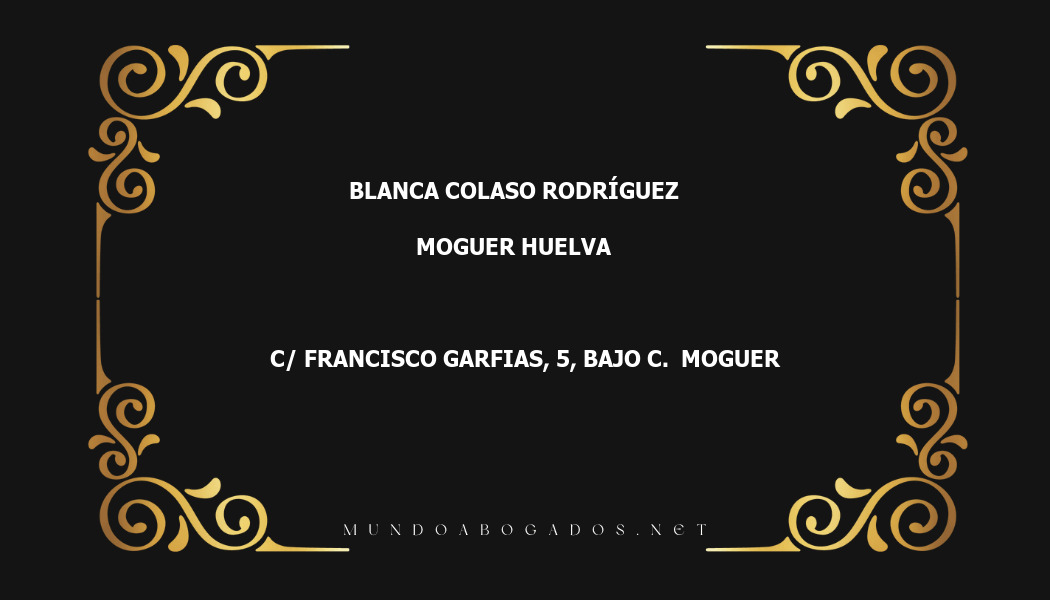 abogado Blanca Colaso Rodríguez en la localidad de Moguer