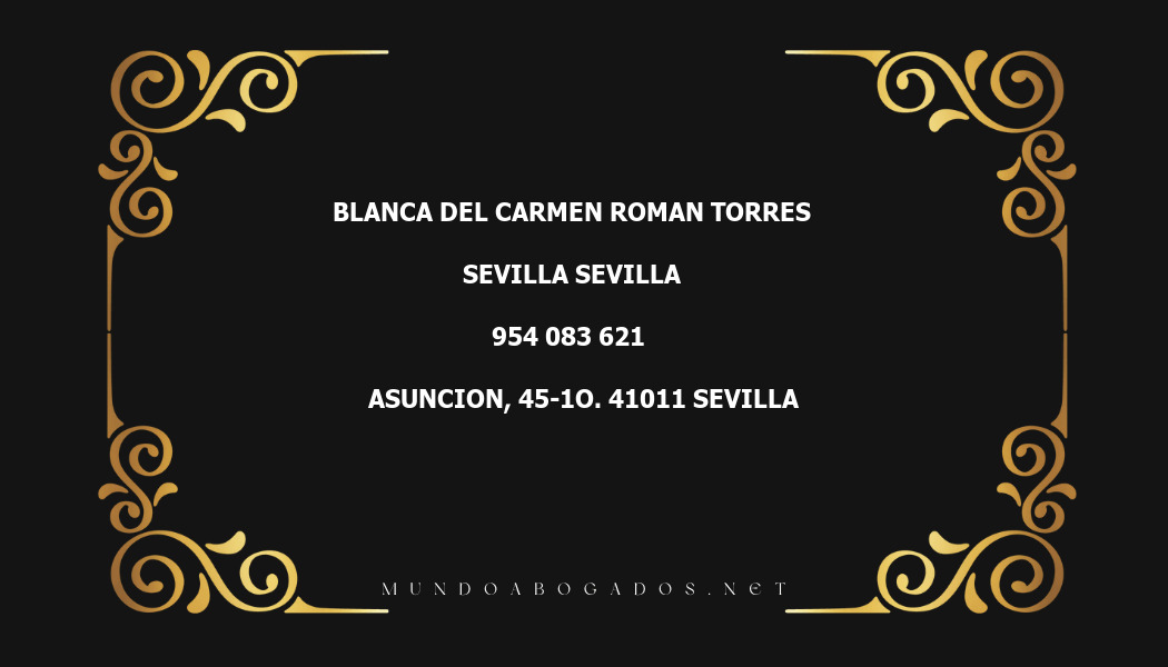 abogado Blanca Del Carmen Roman Torres en la localidad de Sevilla