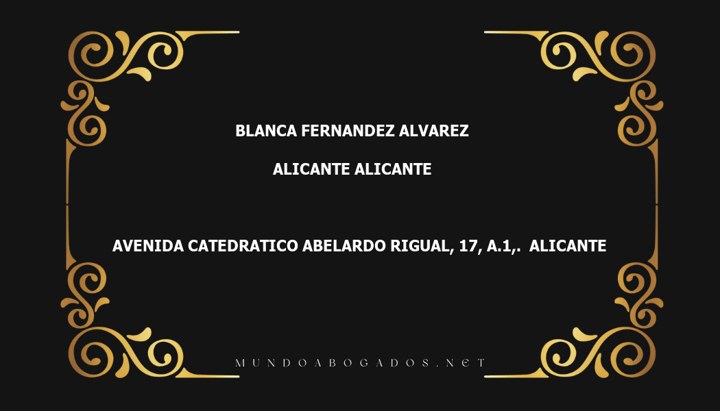 abogado Blanca Fernandez Alvarez en la localidad de Alicante