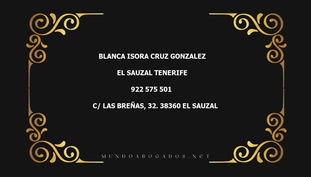 abogado Blanca Isora Cruz Gonzalez en la localidad de El Sauzal