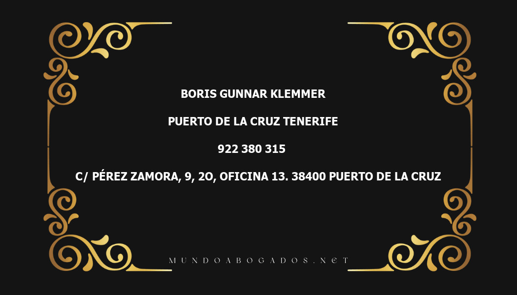 abogado Boris Gunnar Klemmer en la localidad de Puerto de la Cruz