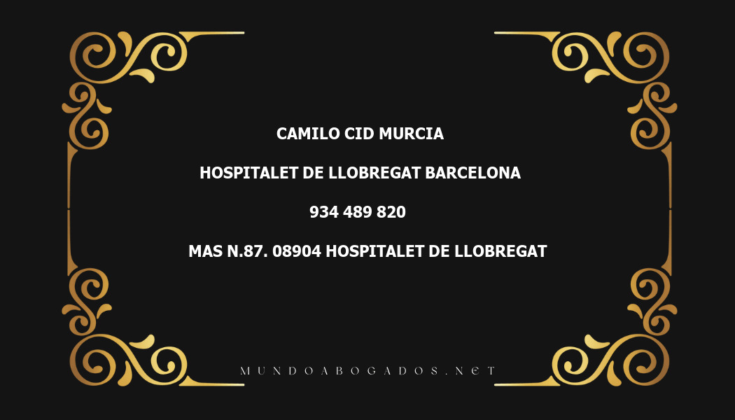 abogado Camilo Cid Murcia en la localidad de Hospitalet de Llobregat