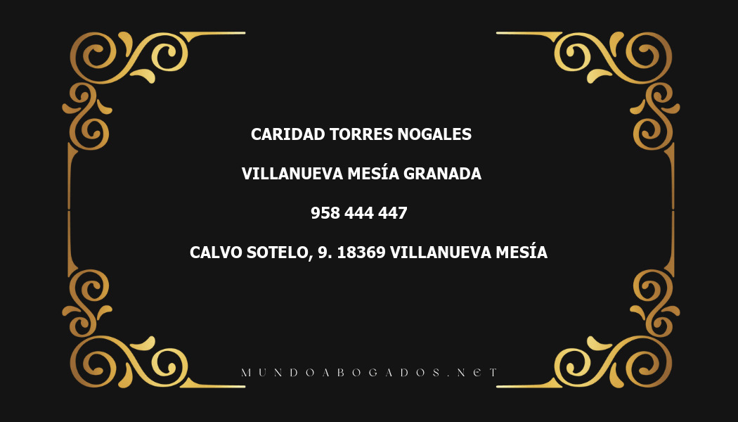 abogado Caridad Torres Nogales en la localidad de Villanueva Mesía