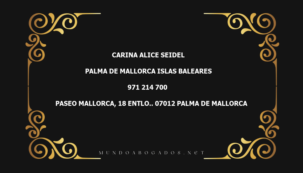 abogado Carina Alice Seidel en la localidad de Palma de Mallorca