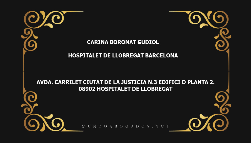 abogado Carina Boronat Gudiol en la localidad de Hospitalet de Llobregat