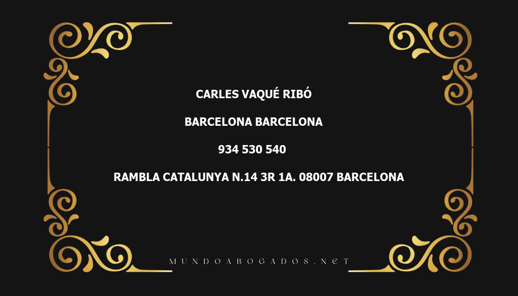 abogado Carles Vaqué Ribó en la localidad de Barcelona