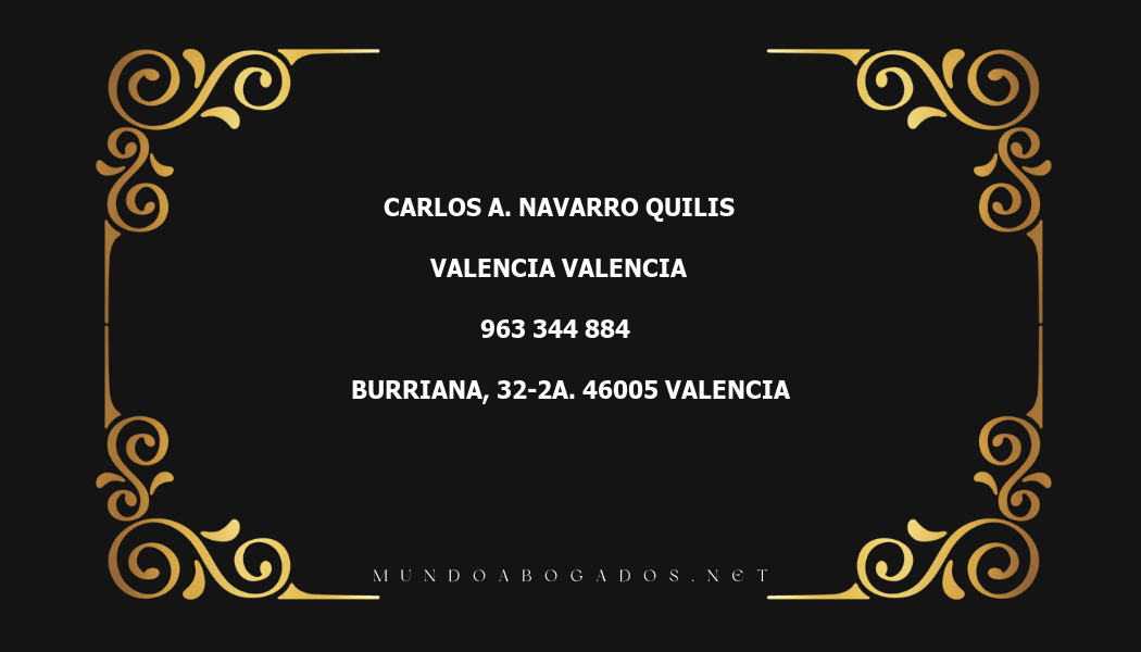 abogado Carlos A. Navarro Quilis en la localidad de Valencia