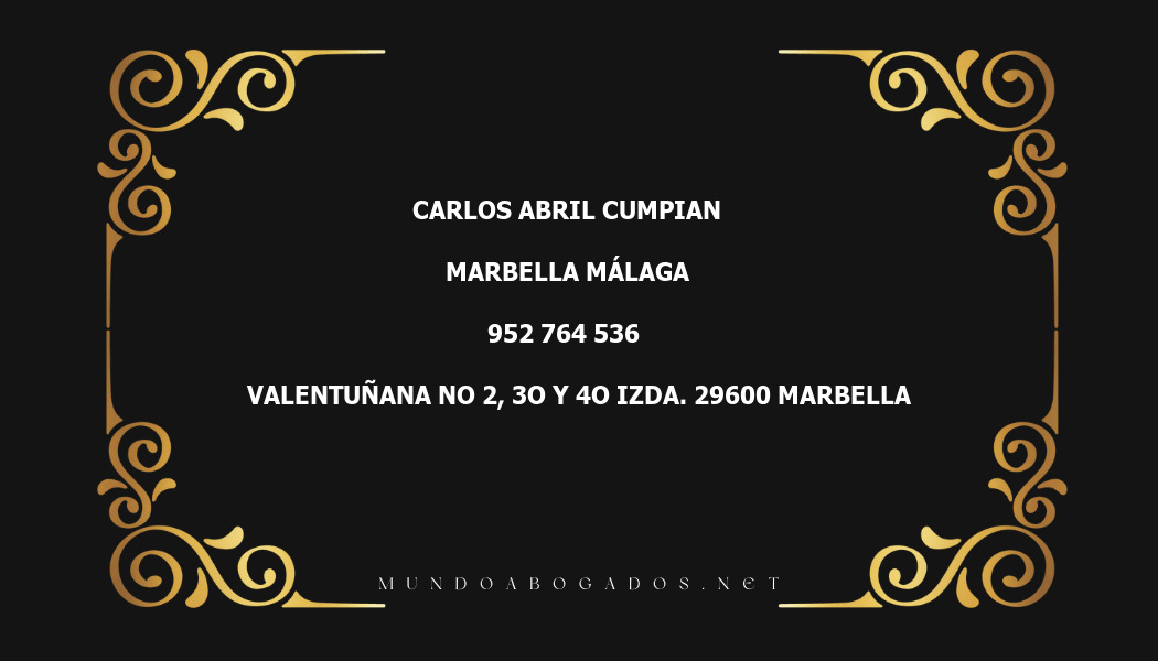 abogado Carlos Abril Cumpian en la localidad de Marbella