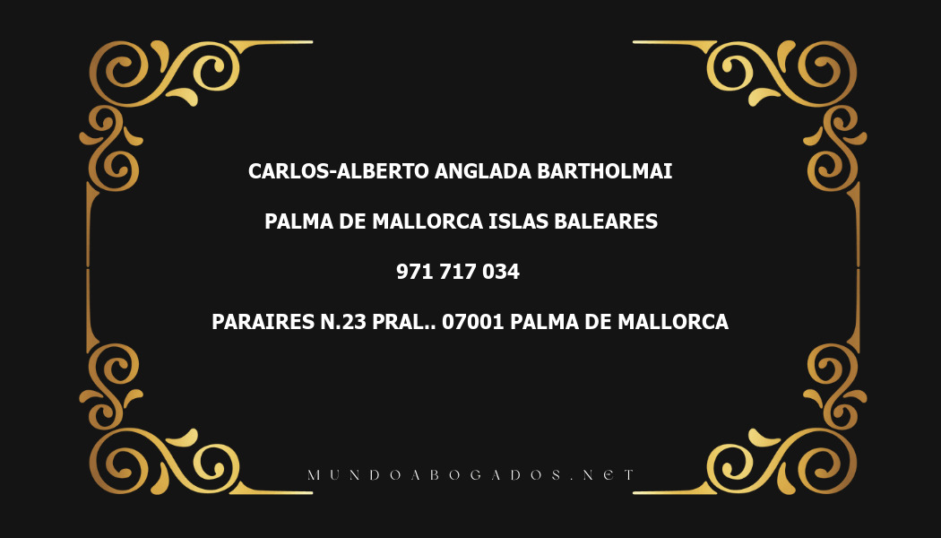 abogado Carlos-Alberto Anglada Bartholmai en la localidad de Palma de Mallorca