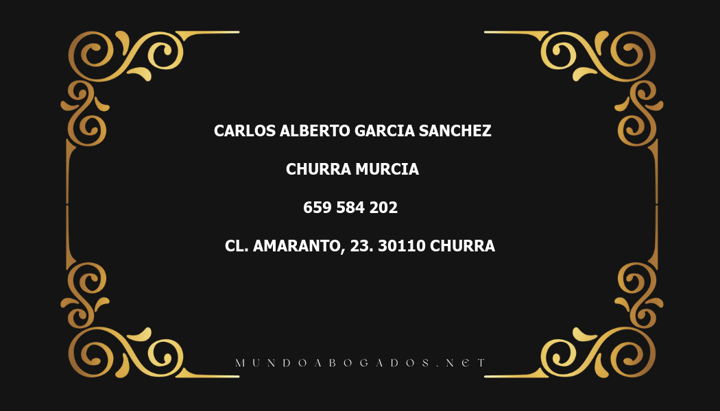 abogado Carlos Alberto Garcia Sanchez en la localidad de Churra