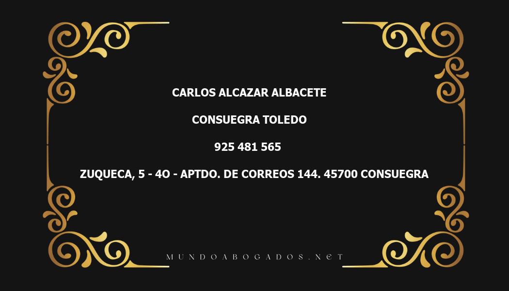 abogado Carlos Alcazar Albacete en la localidad de Consuegra