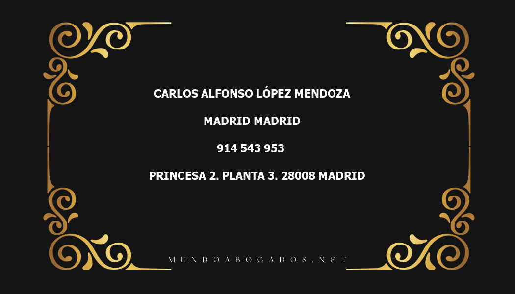 abogado Carlos Alfonso López Mendoza en la localidad de Madrid