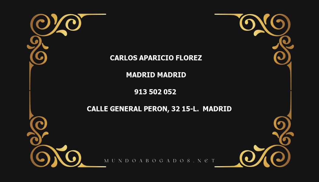 abogado Carlos Aparicio Florez en la localidad de Madrid