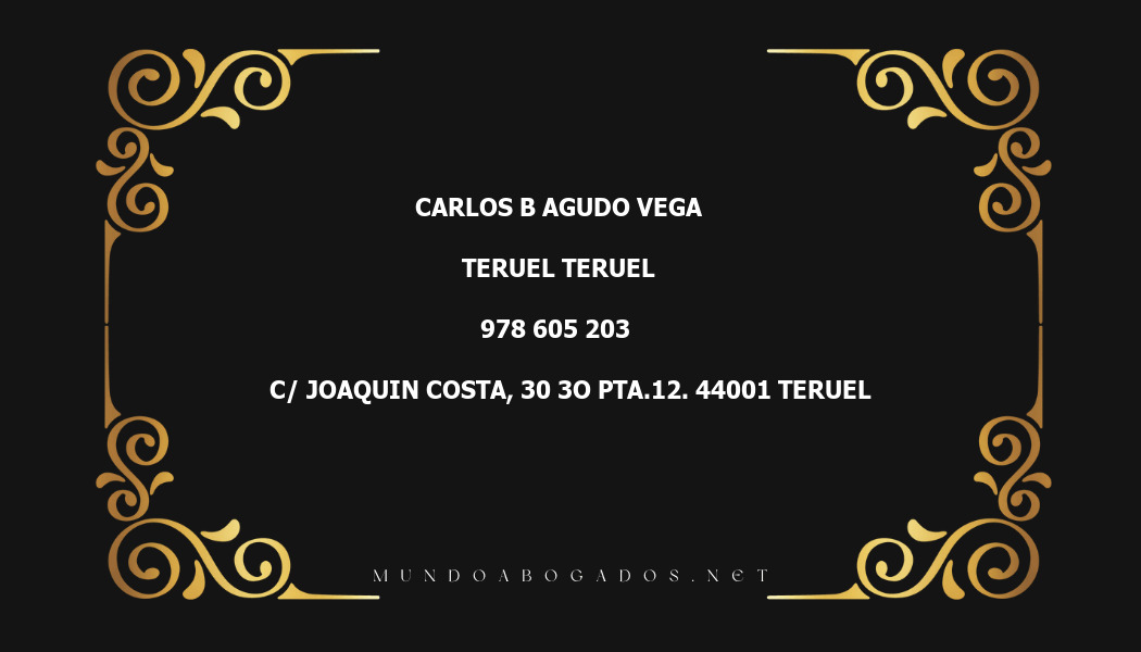 abogado Carlos B Agudo Vega en la localidad de Teruel