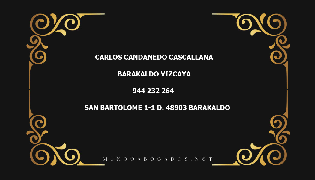 abogado Carlos Candanedo Cascallana en la localidad de Barakaldo