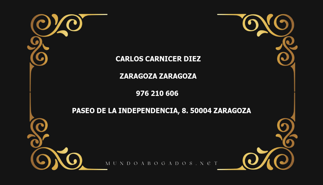 abogado Carlos Carnicer Diez en la localidad de Zaragoza