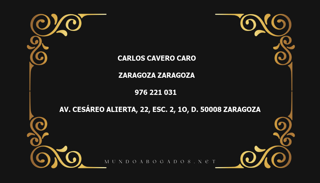 abogado Carlos Cavero Caro en la localidad de Zaragoza