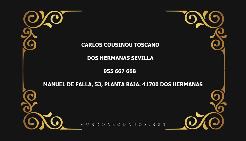 abogado Carlos Cousinou Toscano en la localidad de Dos Hermanas