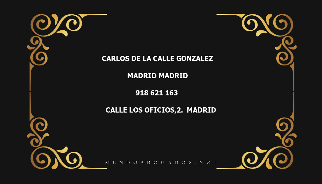 abogado Carlos De La Calle Gonzalez en la localidad de Madrid