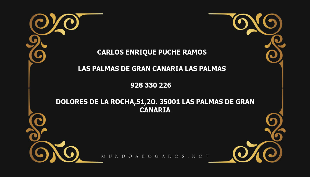 abogado Carlos Enrique Puche Ramos en la localidad de Las Palmas de Gran Canaria