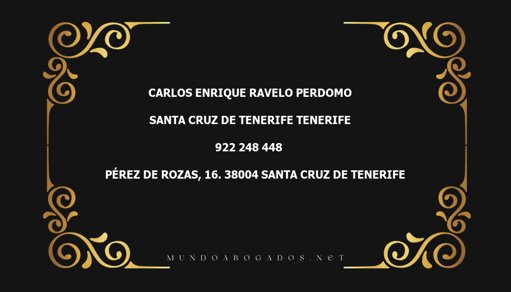 abogado Carlos Enrique Ravelo Perdomo en la localidad de Santa Cruz de Tenerife