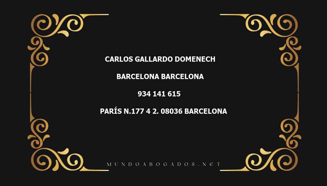 abogado Carlos Gallardo Domenech en la localidad de Barcelona