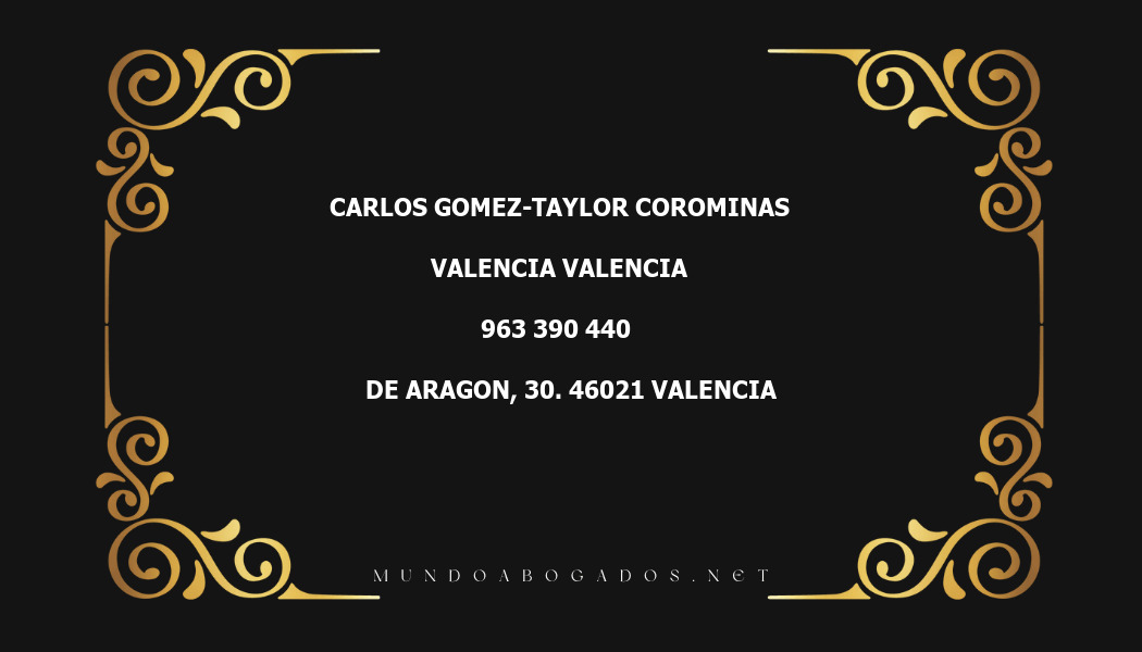 abogado Carlos Gomez-Taylor Corominas en la localidad de Valencia