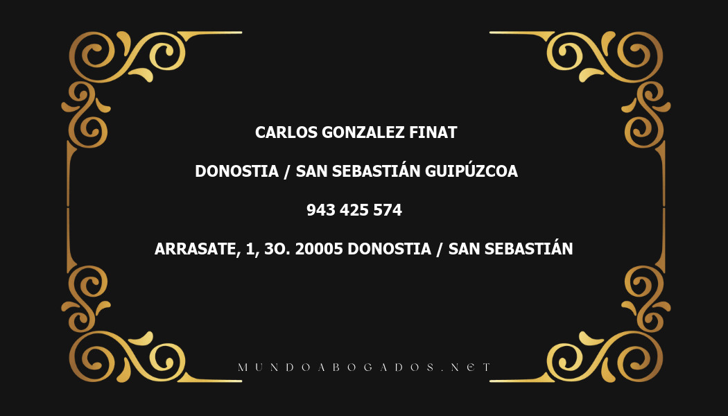 abogado Carlos Gonzalez Finat en la localidad de Donostia / San Sebastián