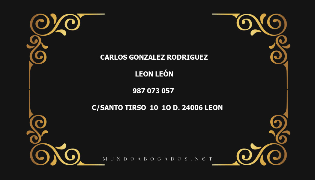 abogado Carlos Gonzalez Rodriguez en la localidad de Leon