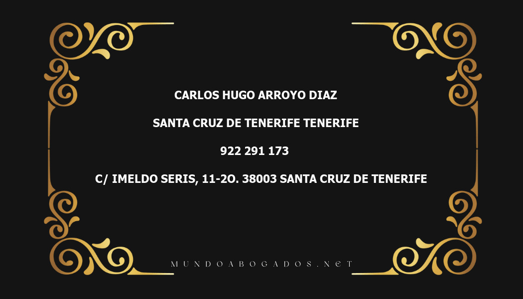 abogado Carlos Hugo Arroyo Diaz en la localidad de Santa Cruz de Tenerife