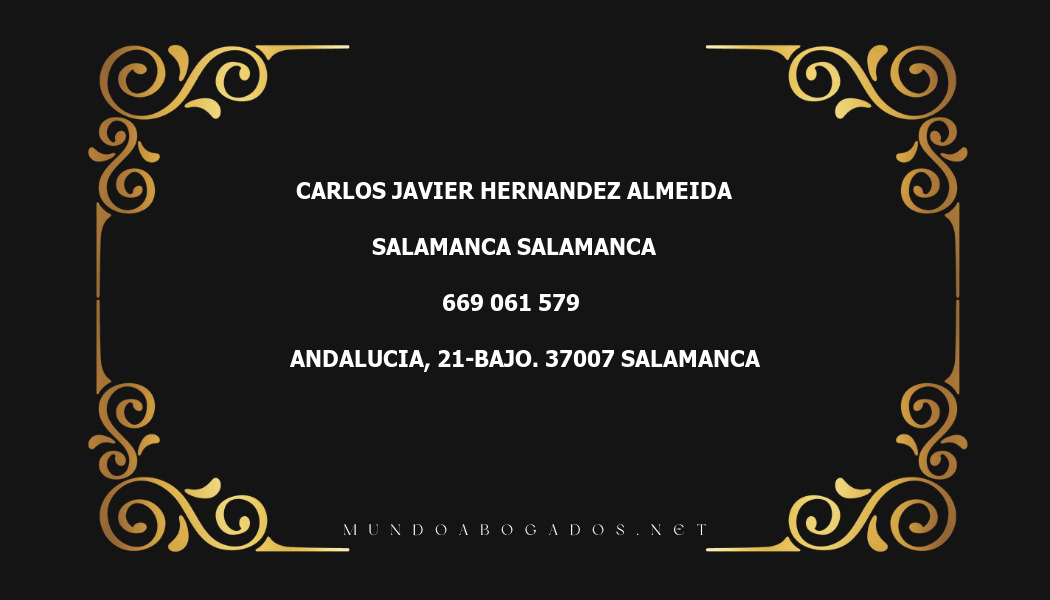 abogado Carlos Javier Hernandez Almeida en la localidad de Salamanca