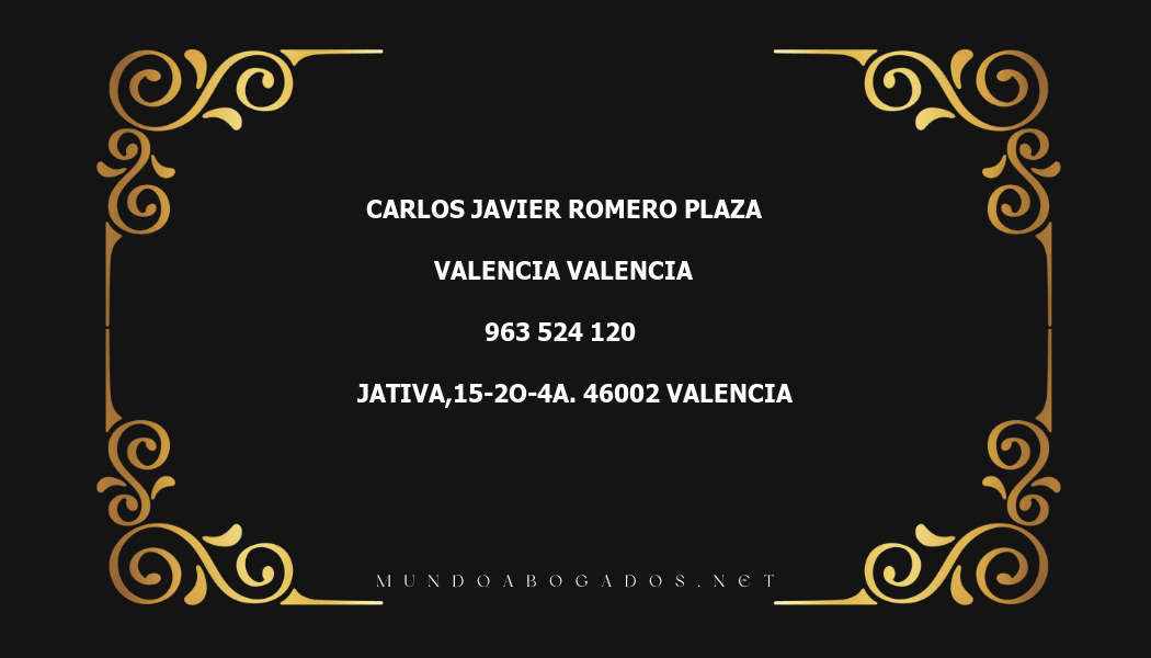 abogado Carlos Javier Romero Plaza en la localidad de Valencia