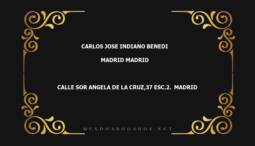 abogado Carlos Jose Indiano Benedi en la localidad de Madrid