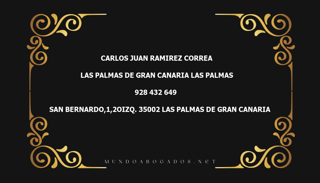 abogado Carlos Juan Ramirez Correa en la localidad de Las Palmas de Gran Canaria