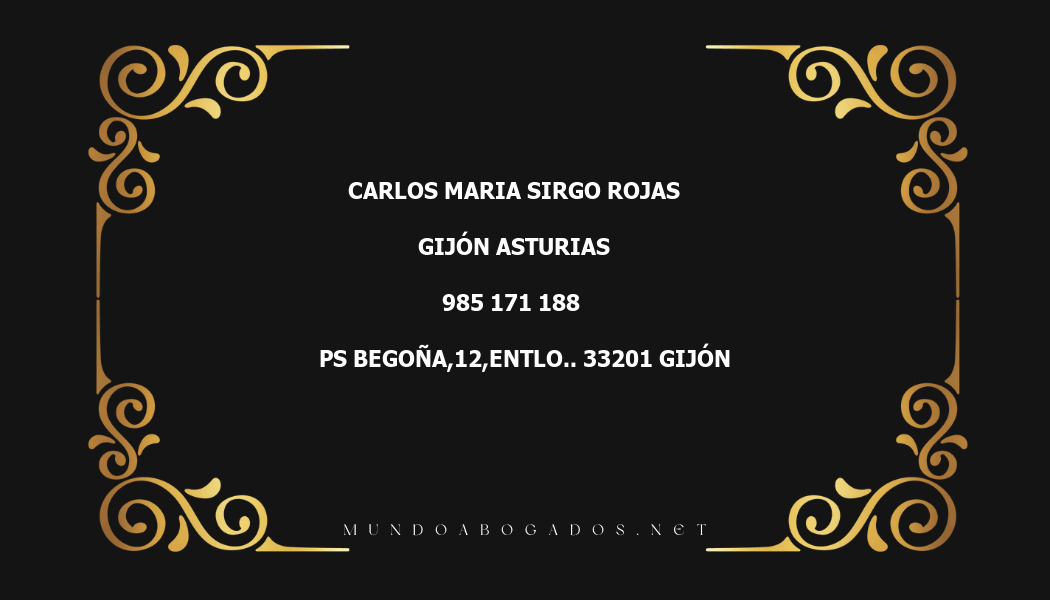 abogado Carlos Maria Sirgo Rojas en la localidad de Gijón