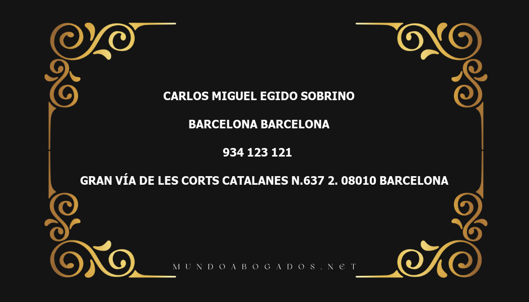 abogado Carlos Miguel Egido Sobrino en la localidad de Barcelona