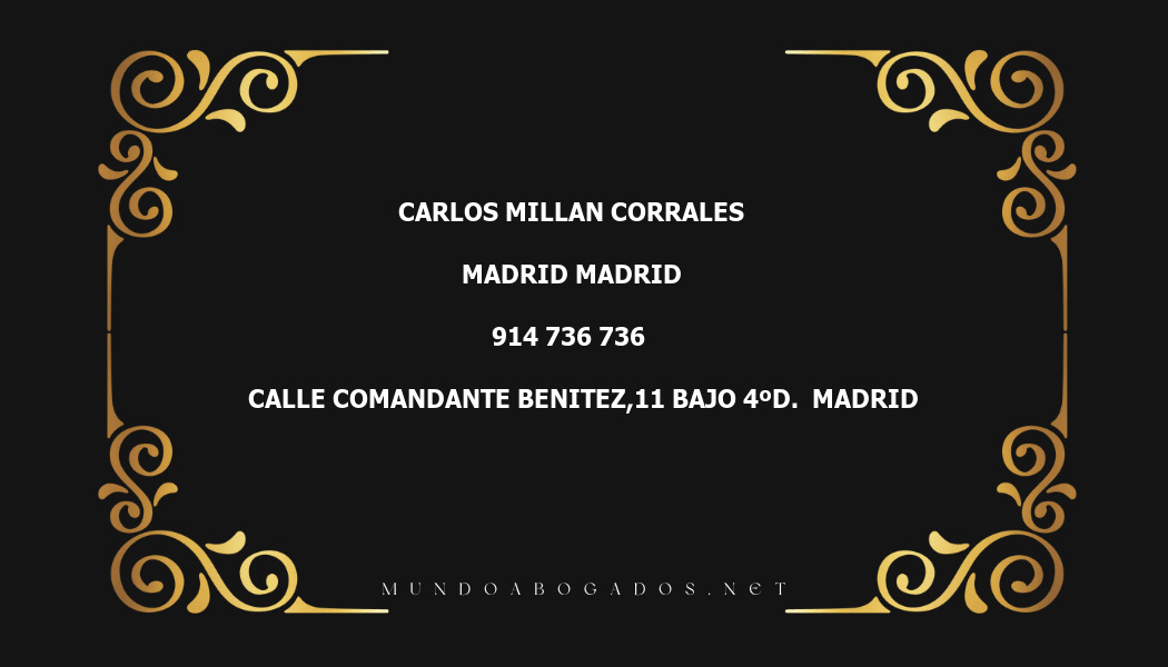 abogado Carlos Millan Corrales en la localidad de Madrid