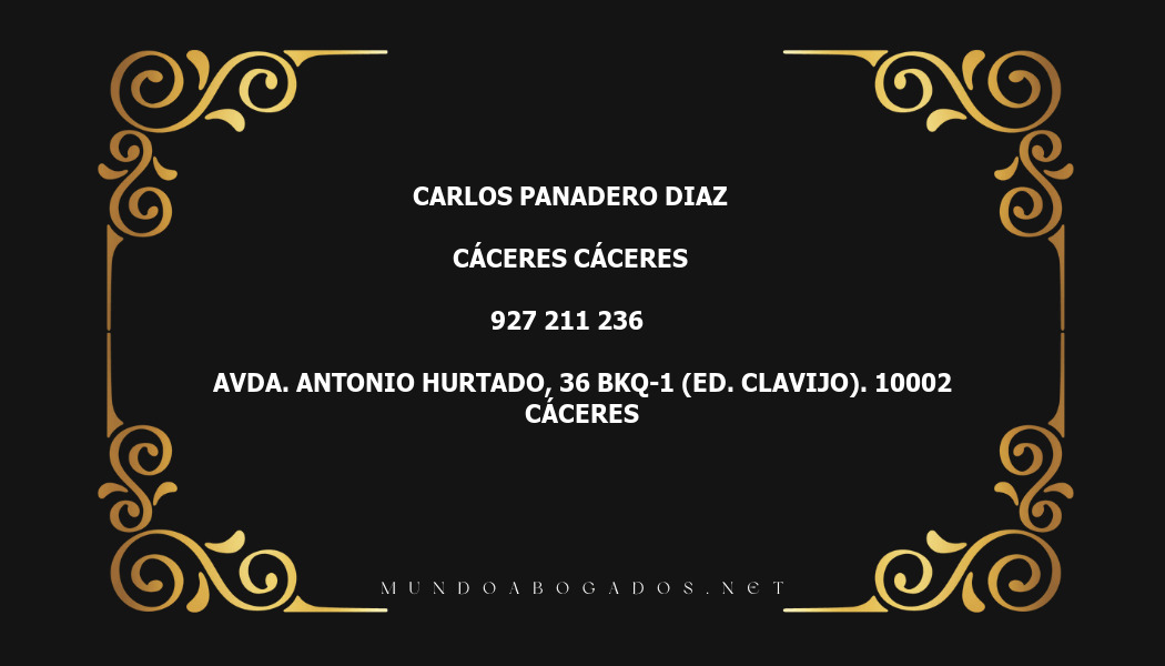 abogado Carlos Panadero Diaz en la localidad de Cáceres