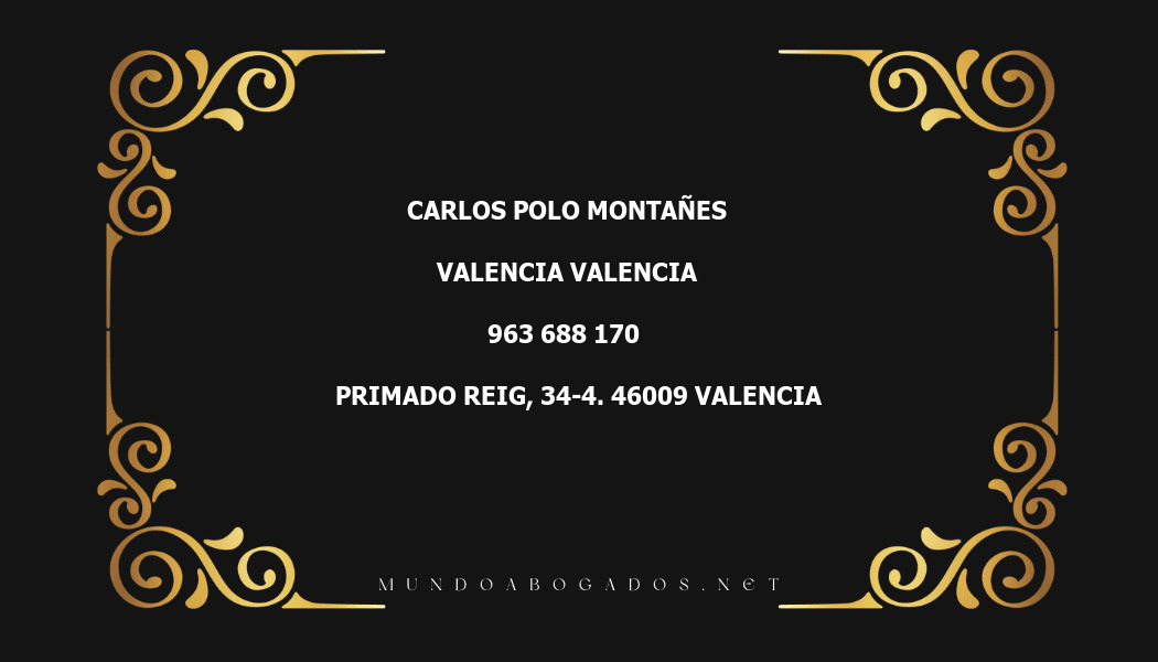 abogado Carlos Polo Montañes en la localidad de Valencia