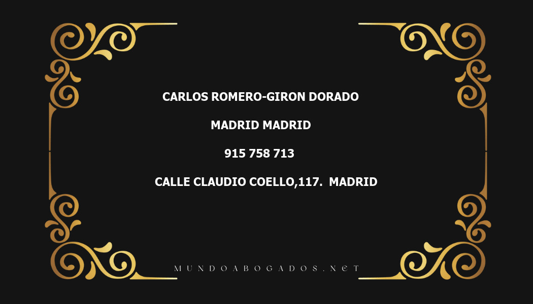 abogado Carlos Romero-Giron Dorado en la localidad de Madrid