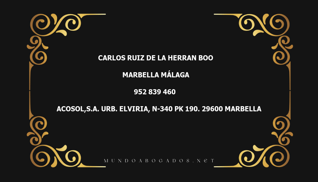 abogado Carlos Ruiz De La Herran Boo en la localidad de Marbella