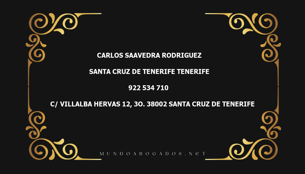 abogado Carlos Saavedra Rodriguez en la localidad de Santa Cruz de Tenerife